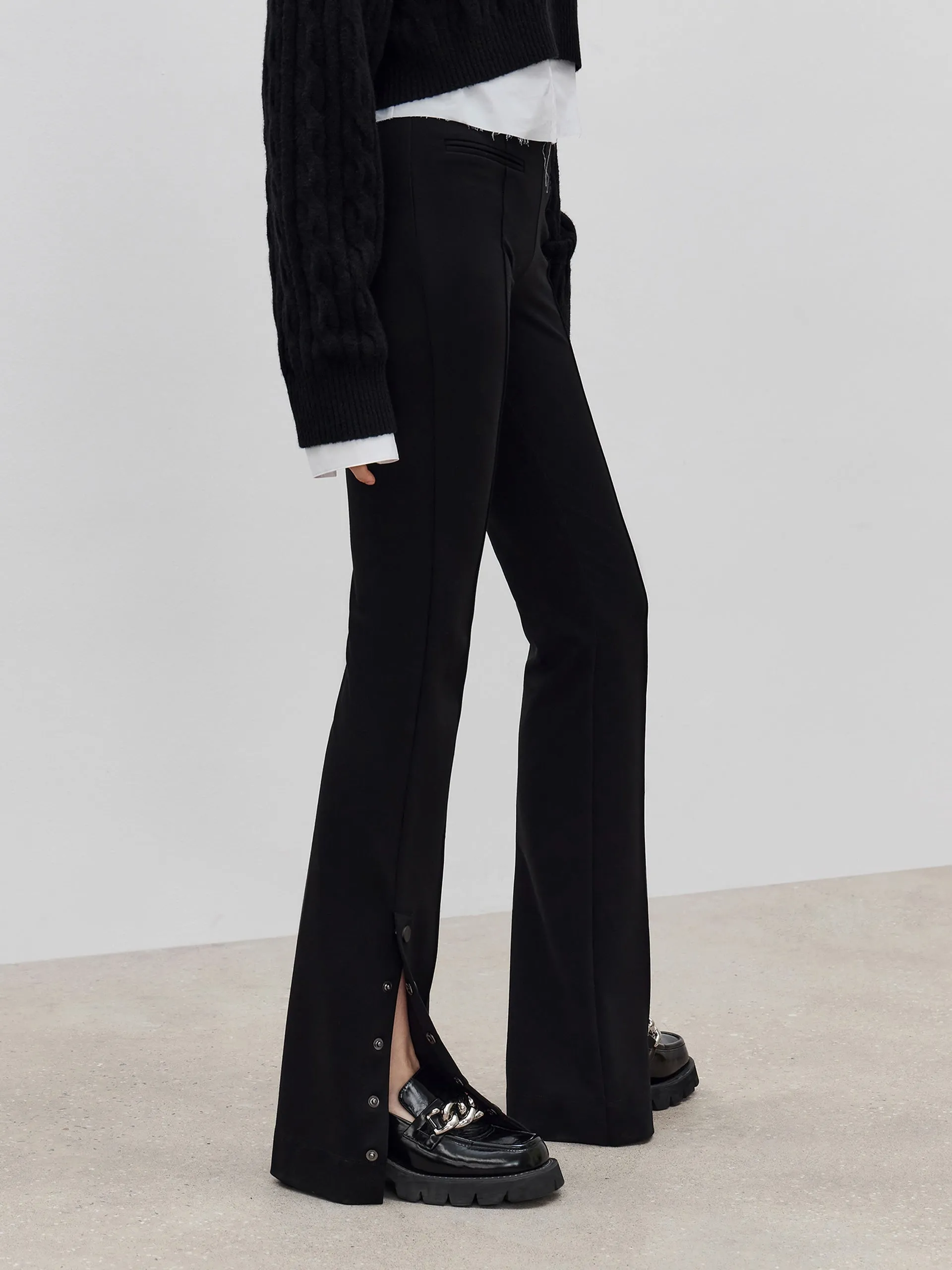 Side Slits Detail Flared Pants