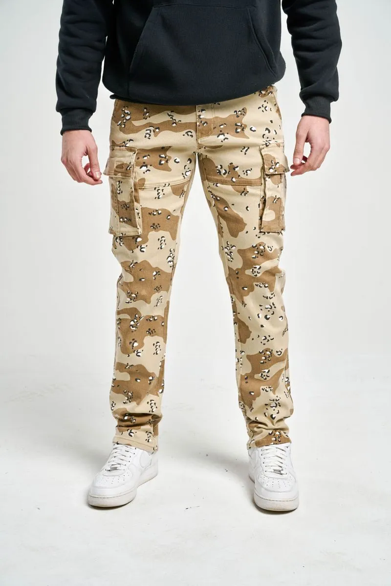 SK SLIM STRAIGHT FIT STRETCH CARGO CAMO PANTS MULTI COLORS