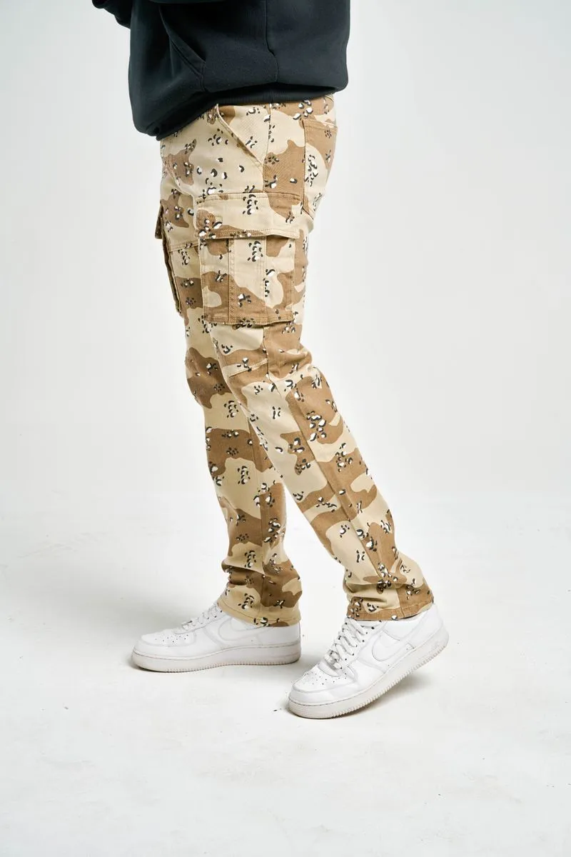 SK SLIM STRAIGHT FIT STRETCH CARGO CAMO PANTS MULTI COLORS