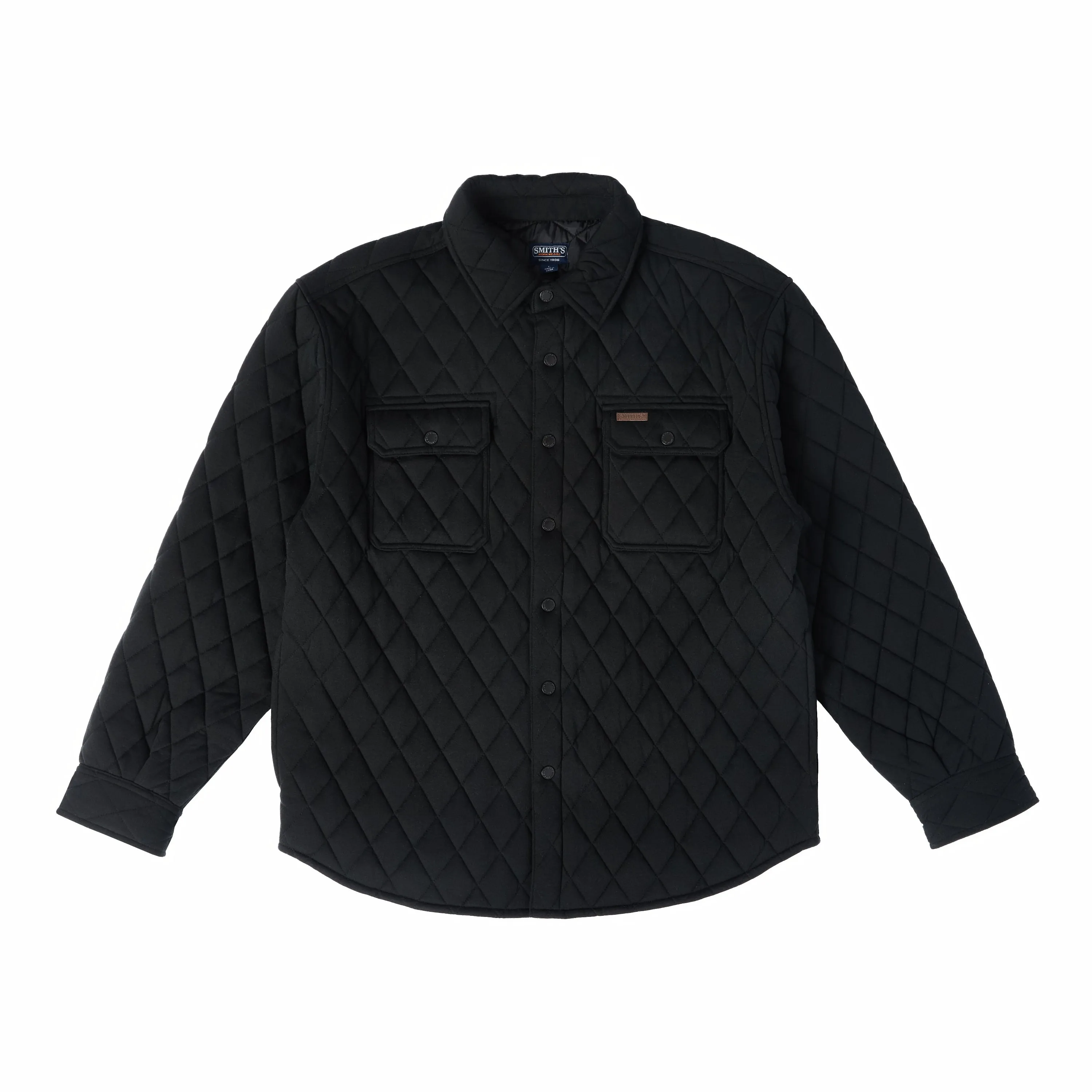 SNAP CLOSURE DIAMOND QUILTED KNIT SHIRT JAC