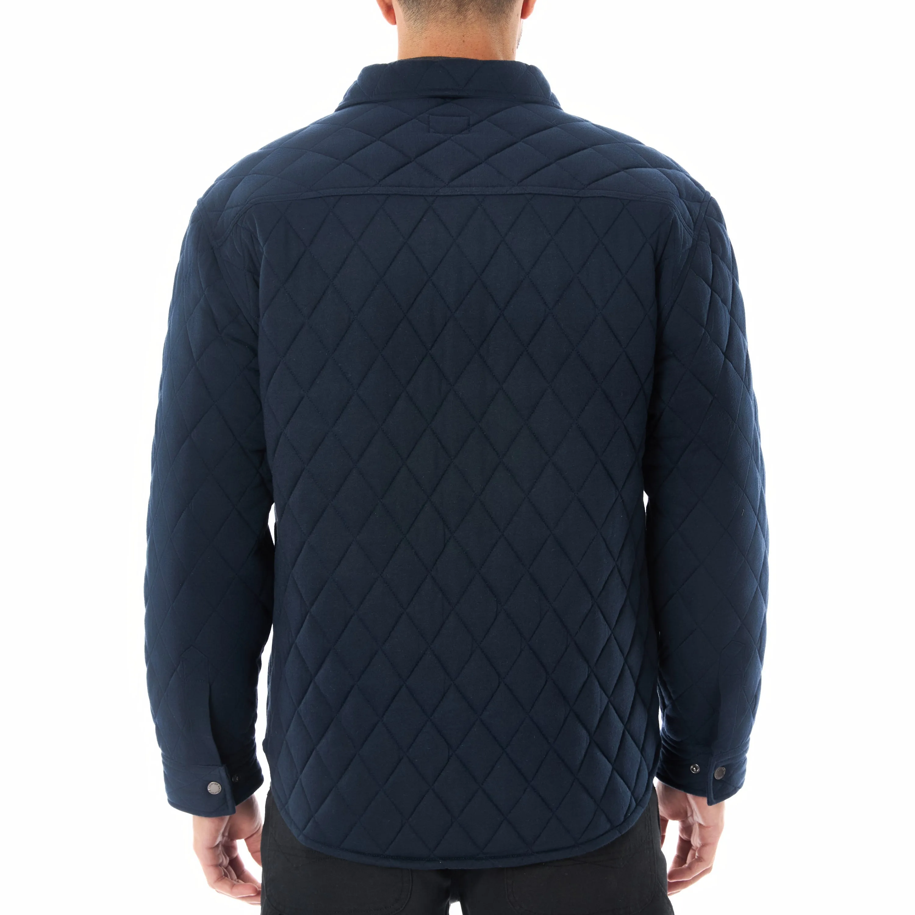 SNAP CLOSURE DIAMOND QUILTED KNIT SHIRT JAC