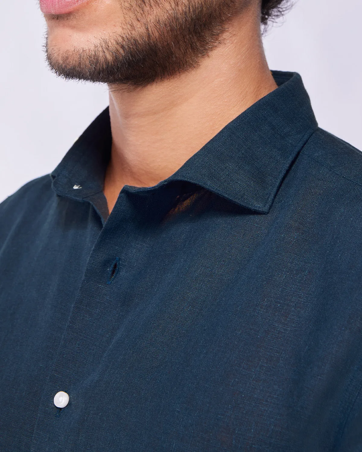 Soft Washed Linen Shirt - Dark Navy