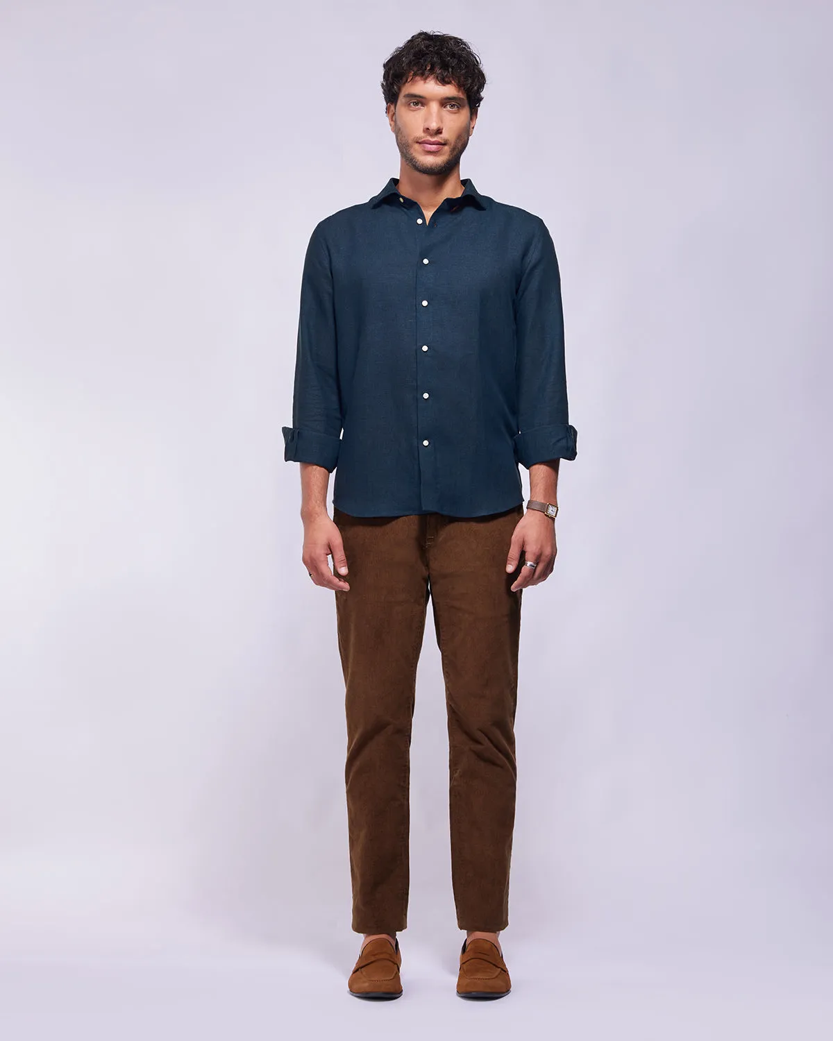 Soft Washed Linen Shirt - Dark Navy