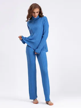 Solid Color Hollow Mock Neck Sweatsuit (5 colors)