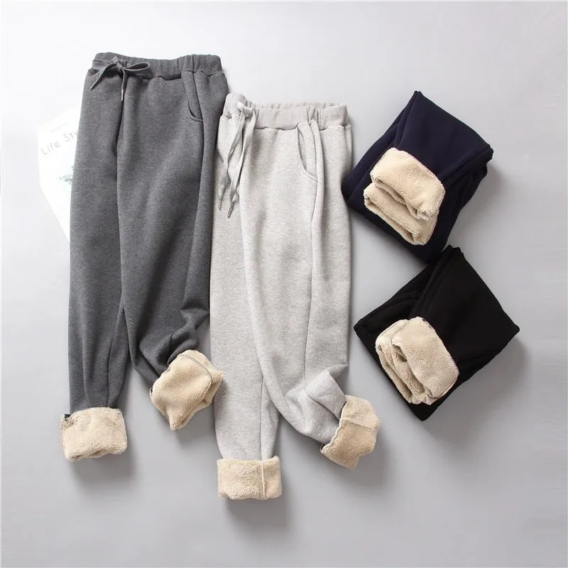 Solid Fleece Lined Loose Women Joggers (4 colors)