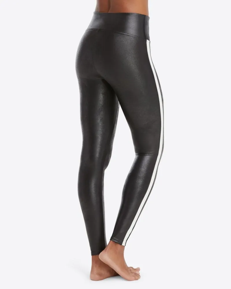 Spanx - Faux Leather Stripe Legging in Very Black/White