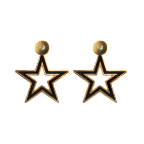 Star Black Earrings Big 2 In 1