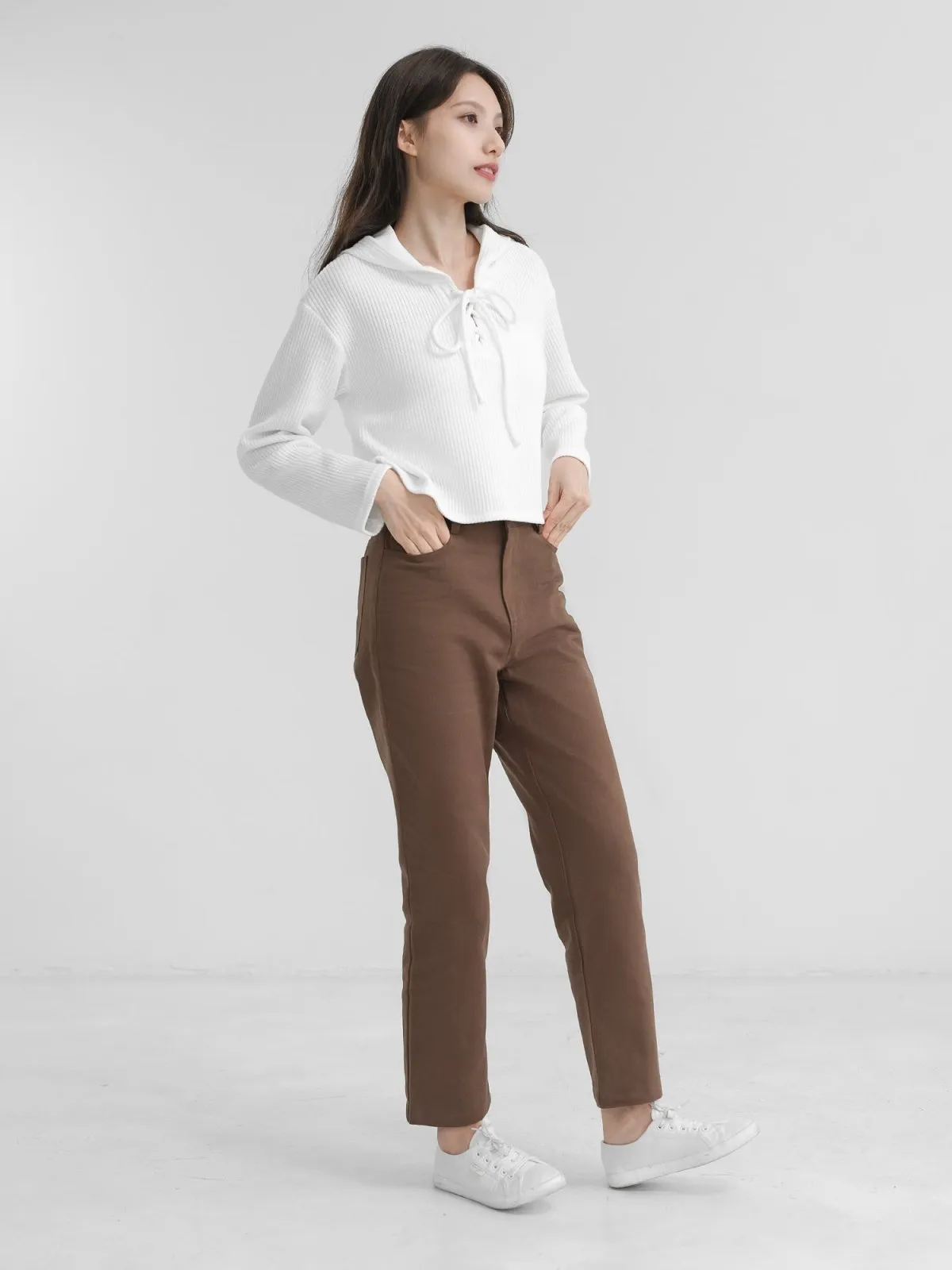 Straight-Leg Twill Trousers