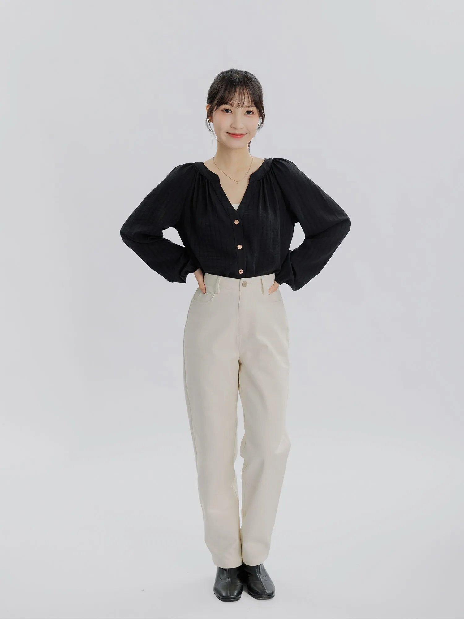 Straight-Leg Twill Trousers