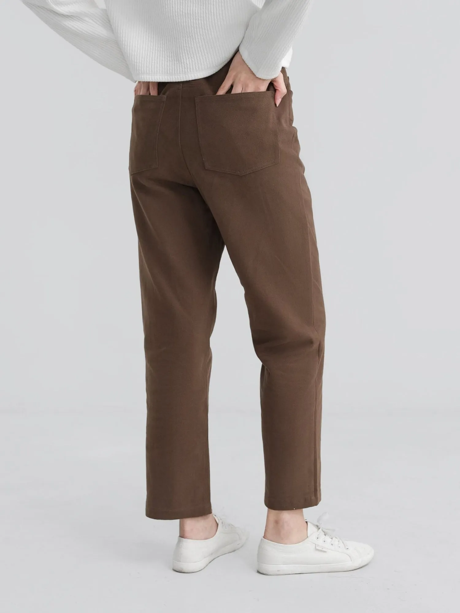 Straight-Leg Twill Trousers