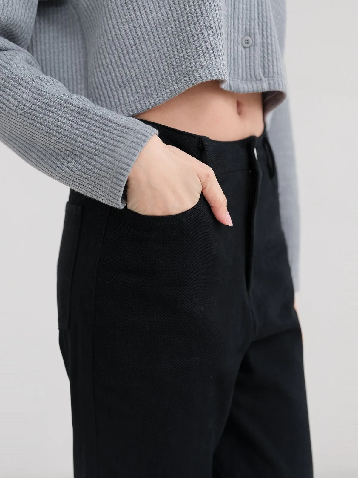 Straight-Leg Twill Trousers