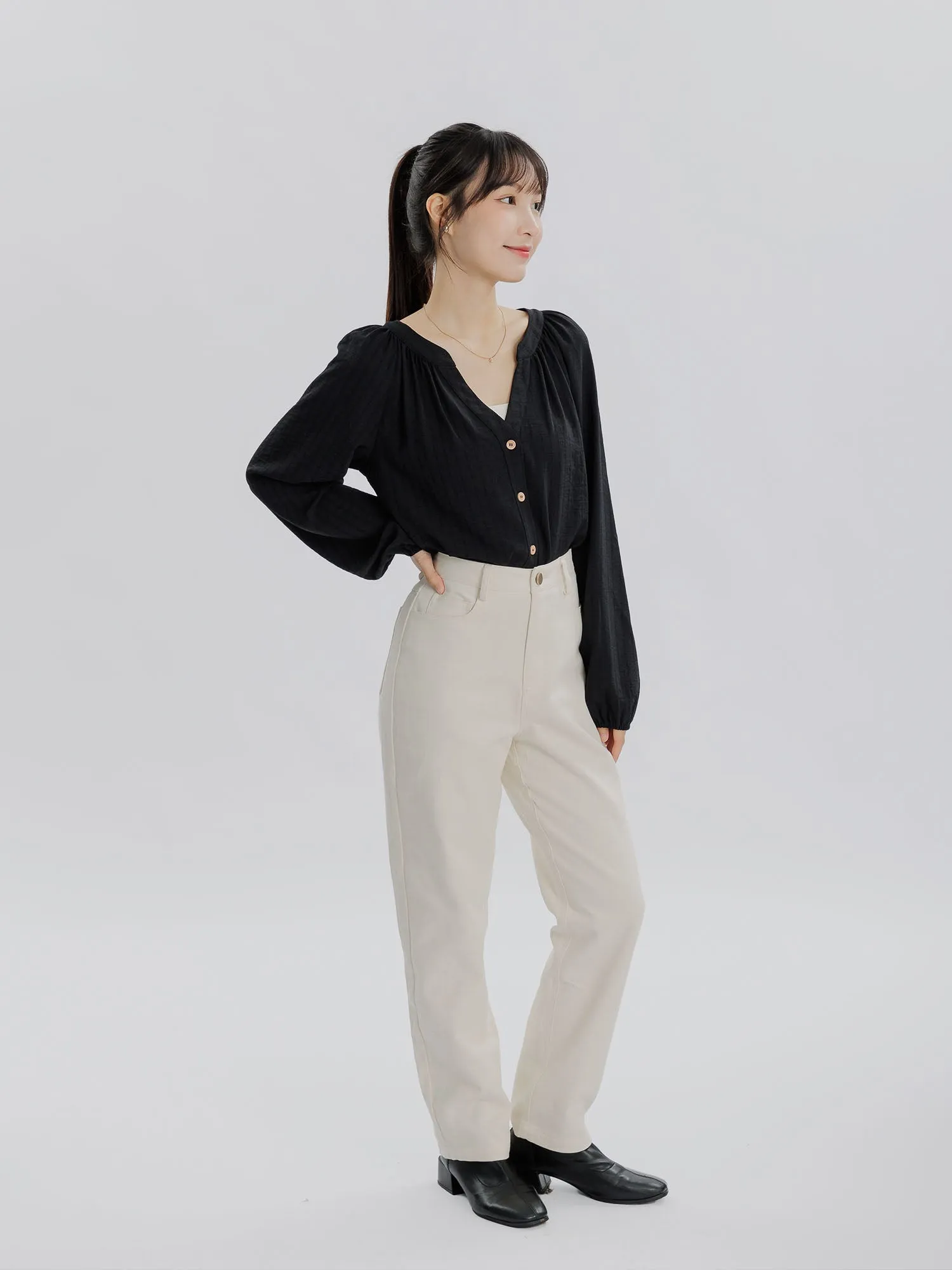 Straight-Leg Twill Trousers