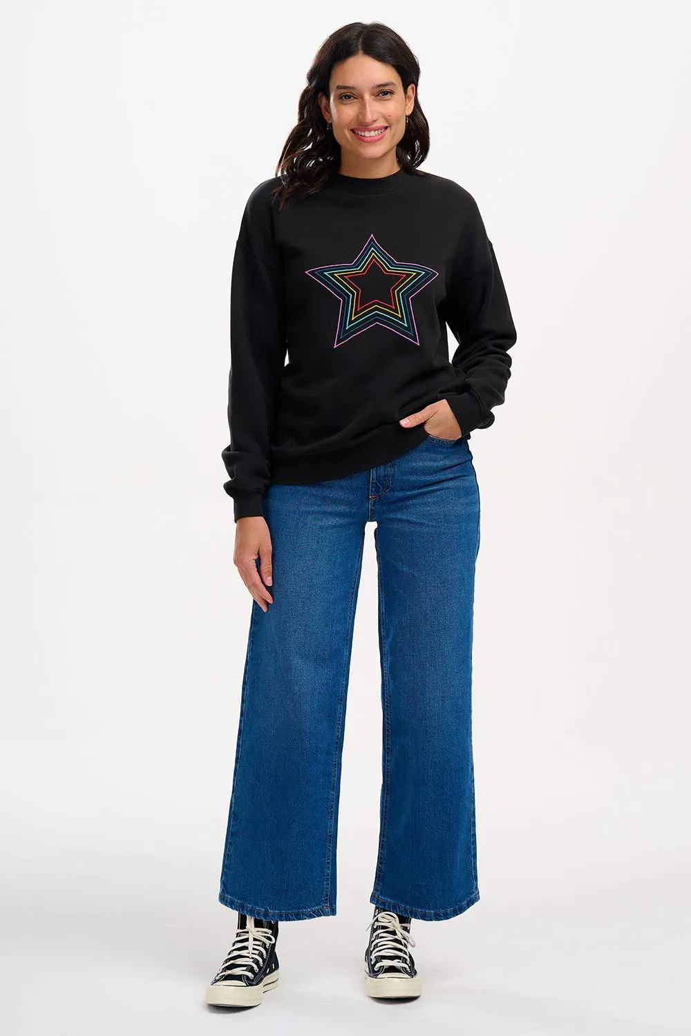 Sugarhill Brighton Black Rainbow Star Noah Sweatshirt