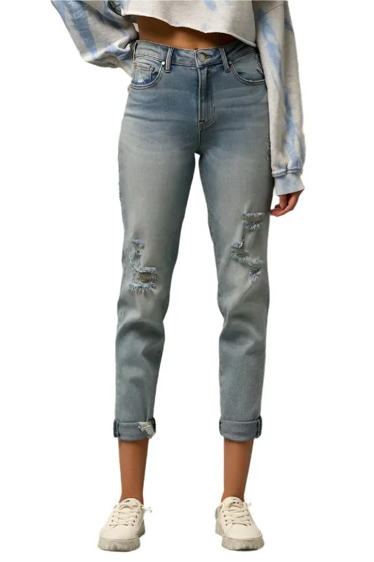 TEEK - Medium Distressed Girlfriend Jeans