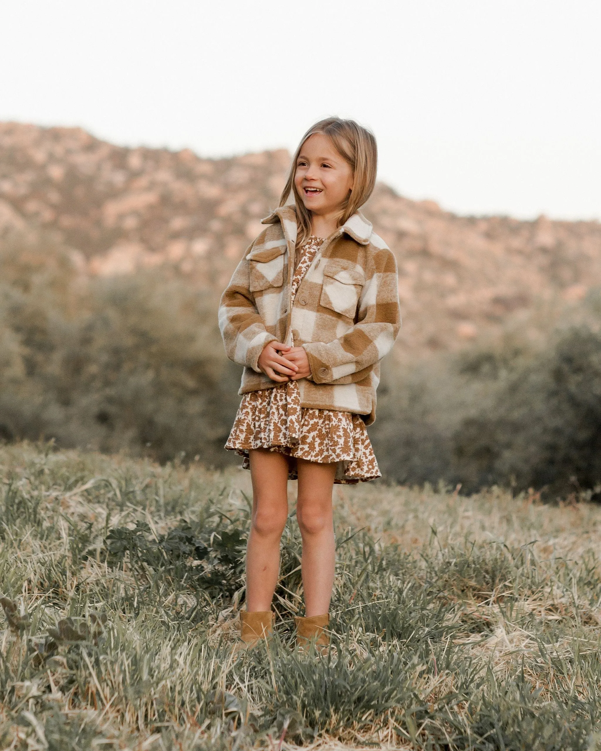 The Shearling Chore Coat by Rylee   Cru - Brass Checker - KIDS