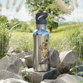 Three Persian Cats Meow POD Cat  Stainless Steel Water Bottle With Straw, 20oz