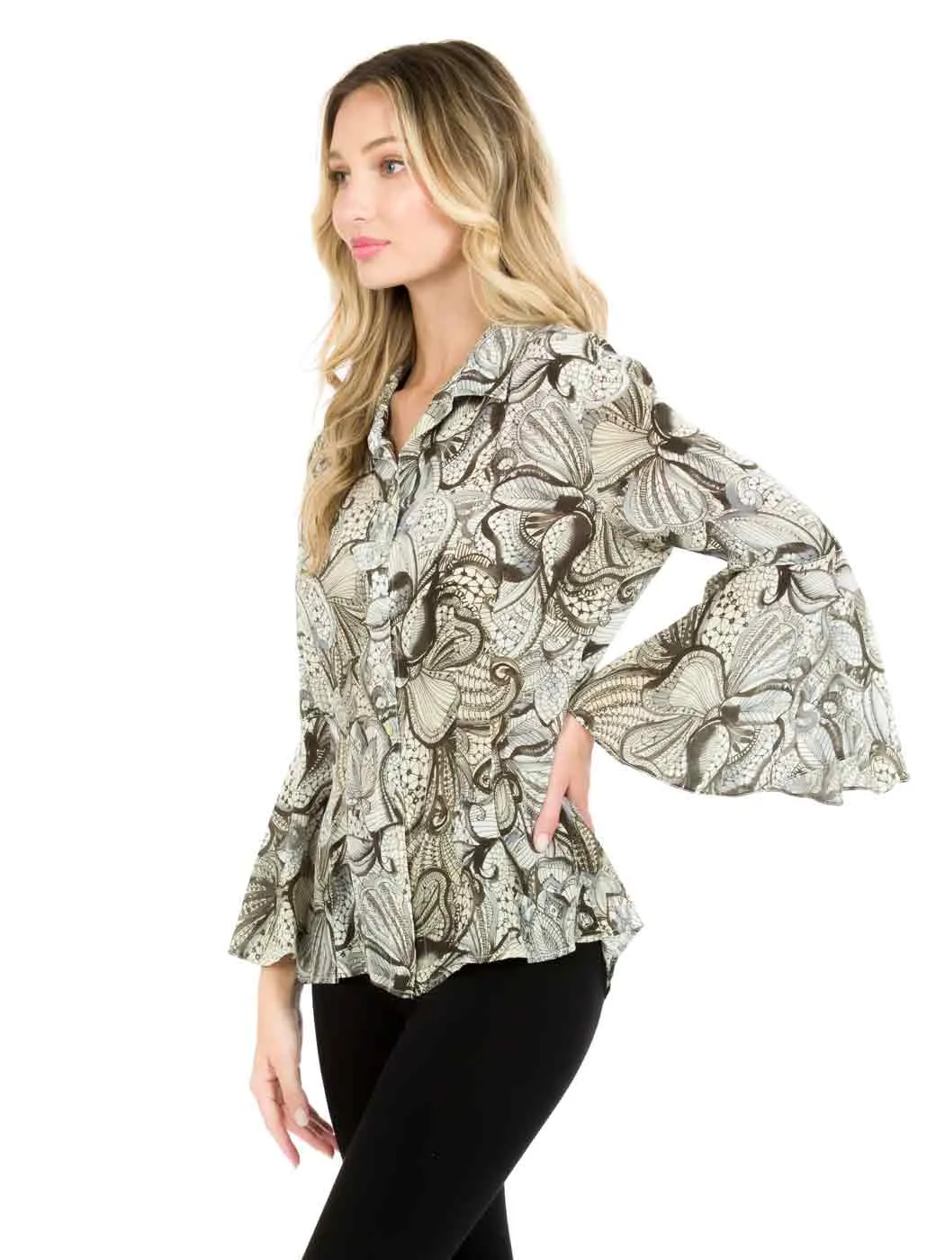 Tianello "Washable Silk" Printed "Devesa" Blouse