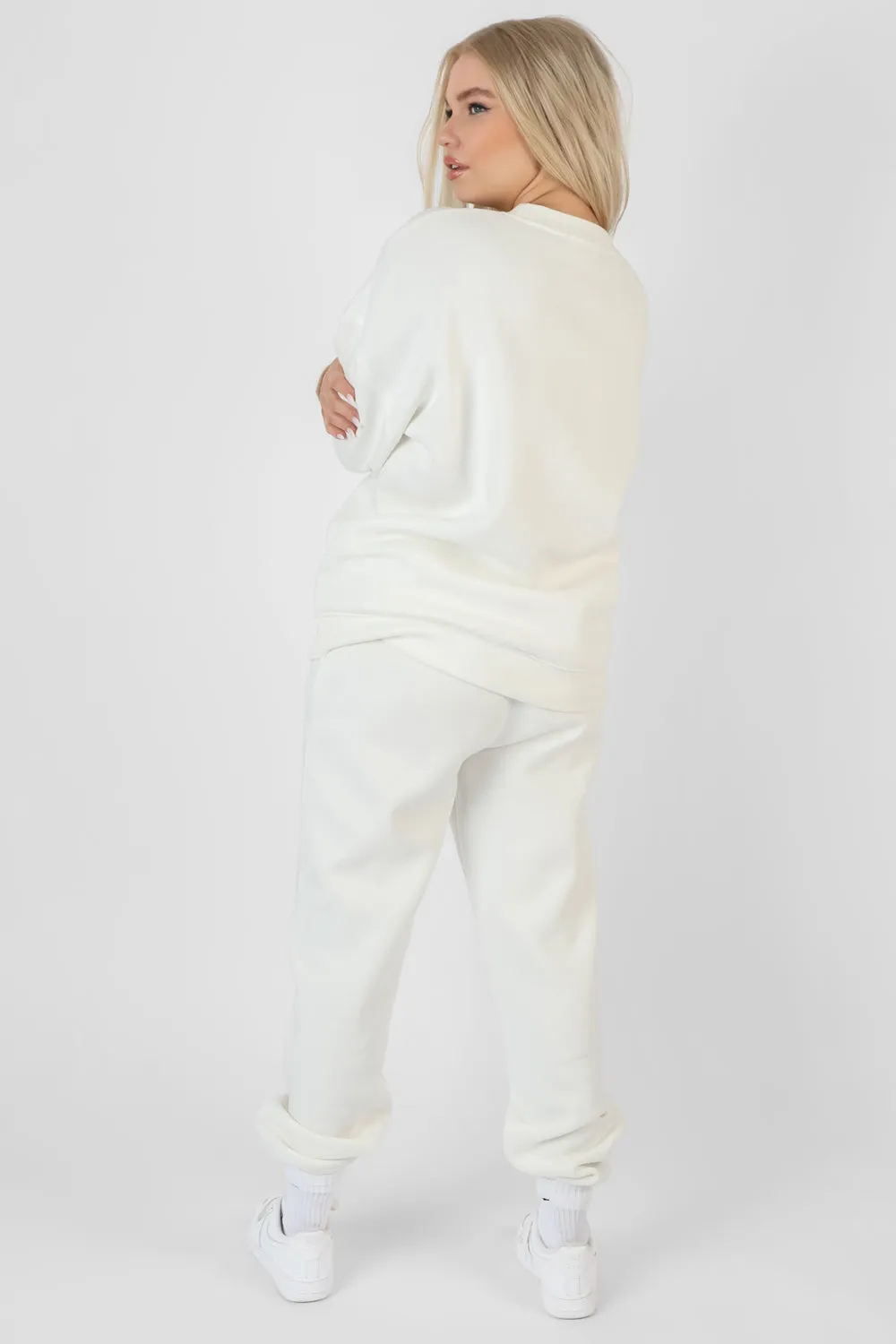 Tonal Embroidery Joggers Ecru