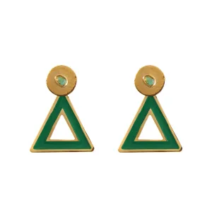 Triangle Green Earrings Small 2 in 1