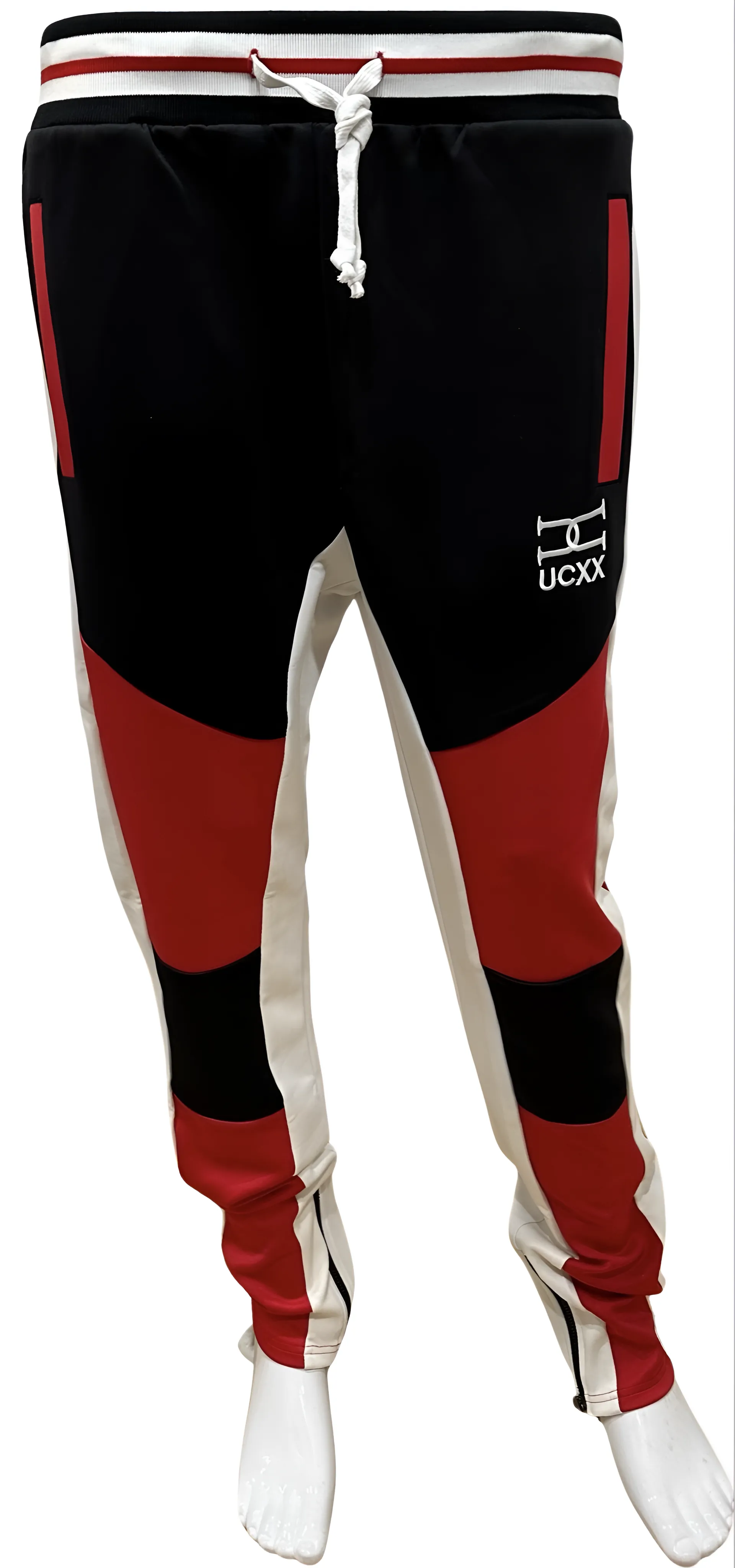 ^UCXX^ (BLACK-RED) JOGGER STYLE TRACK PANTS (ACTIVEWEAR)