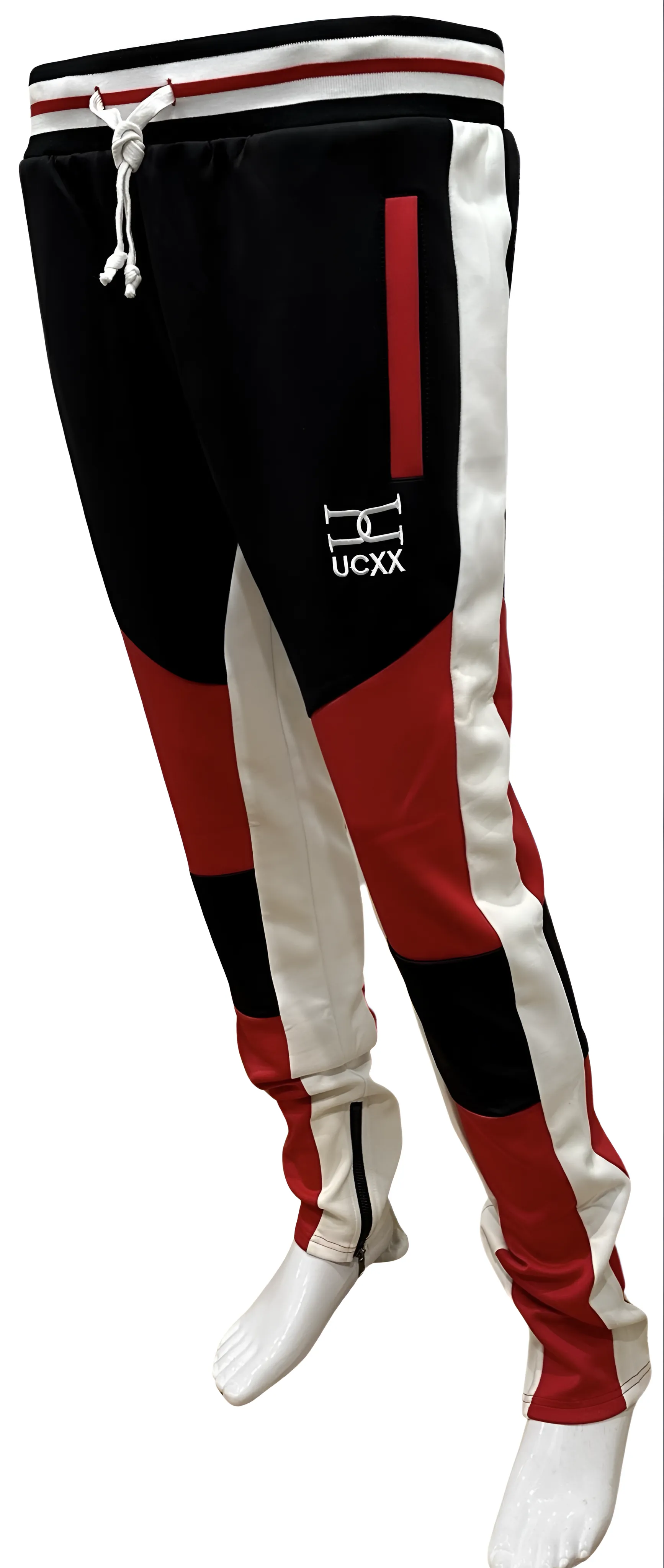 ^UCXX^ (BLACK-RED) JOGGER STYLE TRACK PANTS (ACTIVEWEAR)