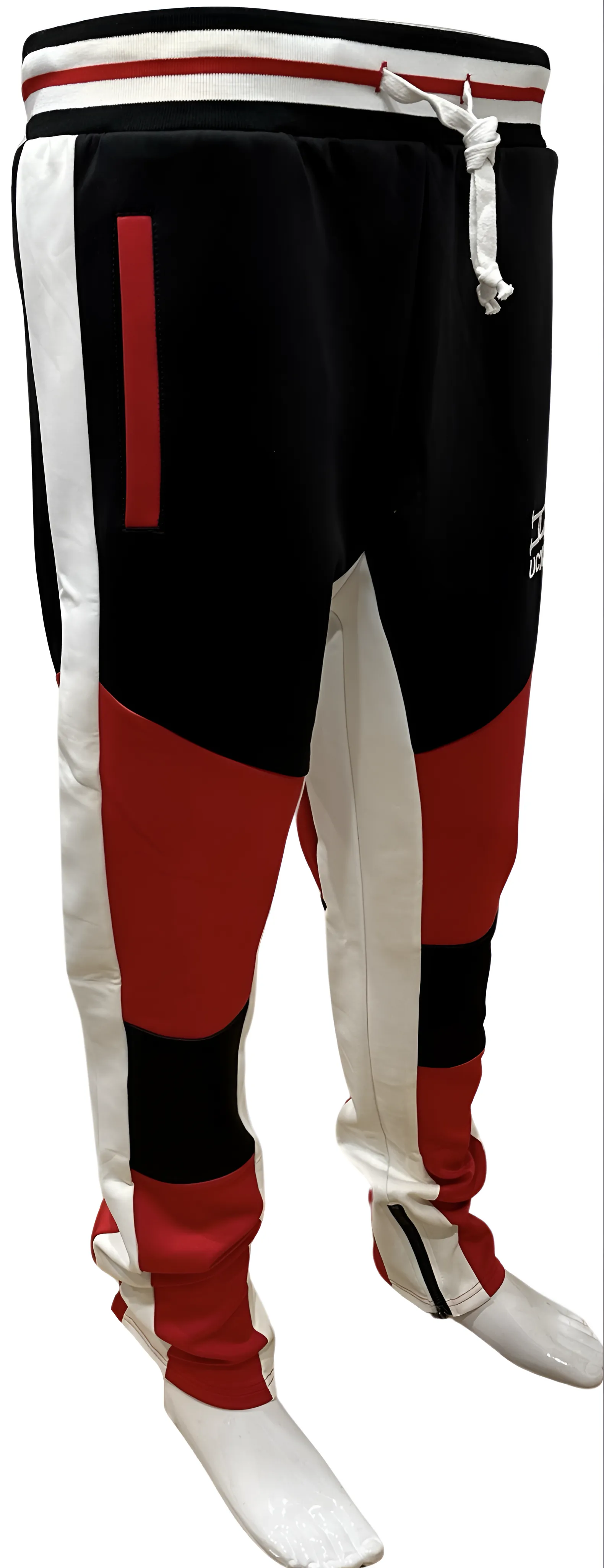 ^UCXX^ (BLACK-RED) JOGGER STYLE TRACK PANTS (ACTIVEWEAR)