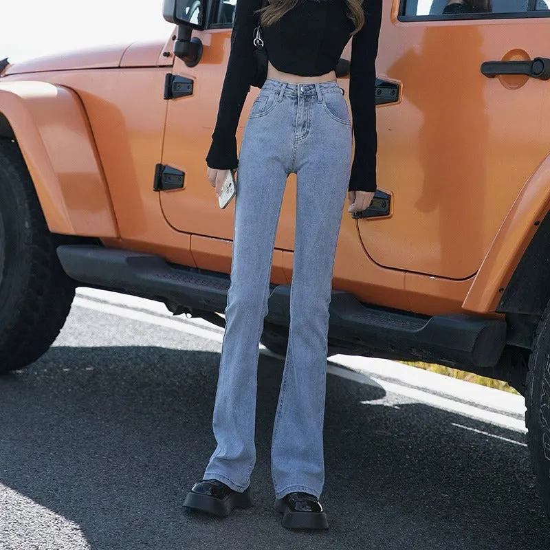 Uniwim tailgate outfit black women 2024 Summer Thin Straight Jeans Women's High Waist Slimming Fat Covering Wide Leg Black Micro Horn Mop Pants