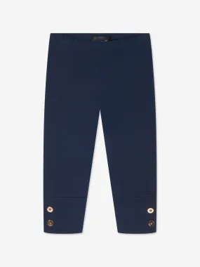 Versace Baby Girls Jersey Leggings in Navy