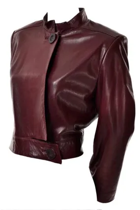 Vintage Geoffrey Beene Cordovan Lambskin Cropped Jacket 6/8