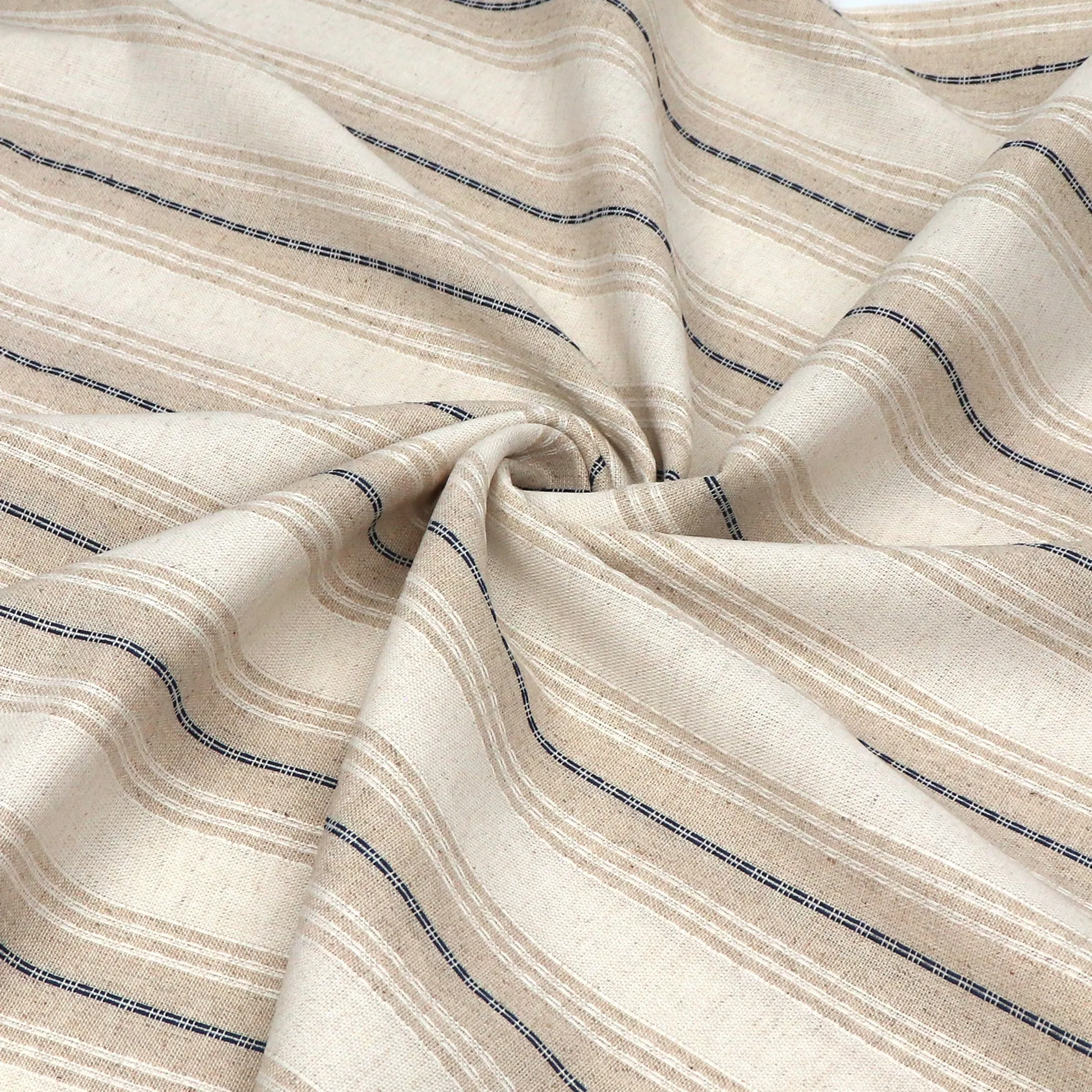 Viscose Linen Blend - Yarn Dyed Blue   White Stripe - SALE