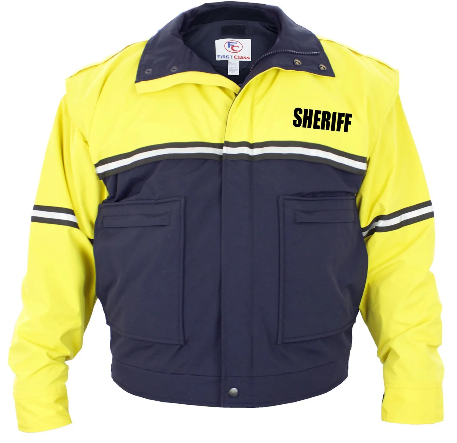 Water Proof Zip-Off Sleeve Bike Patrol Jacket with Removable Liner (Sheriff)