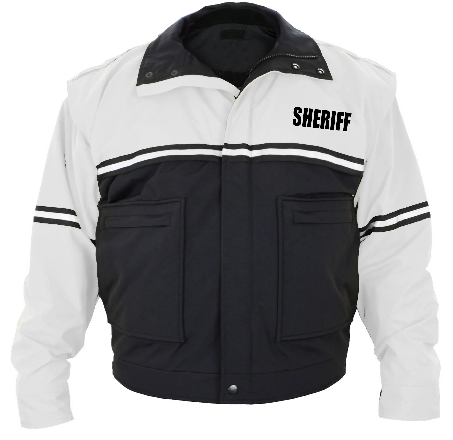 Water Proof Zip-Off Sleeve Bike Patrol Jacket with Removable Liner (Sheriff)