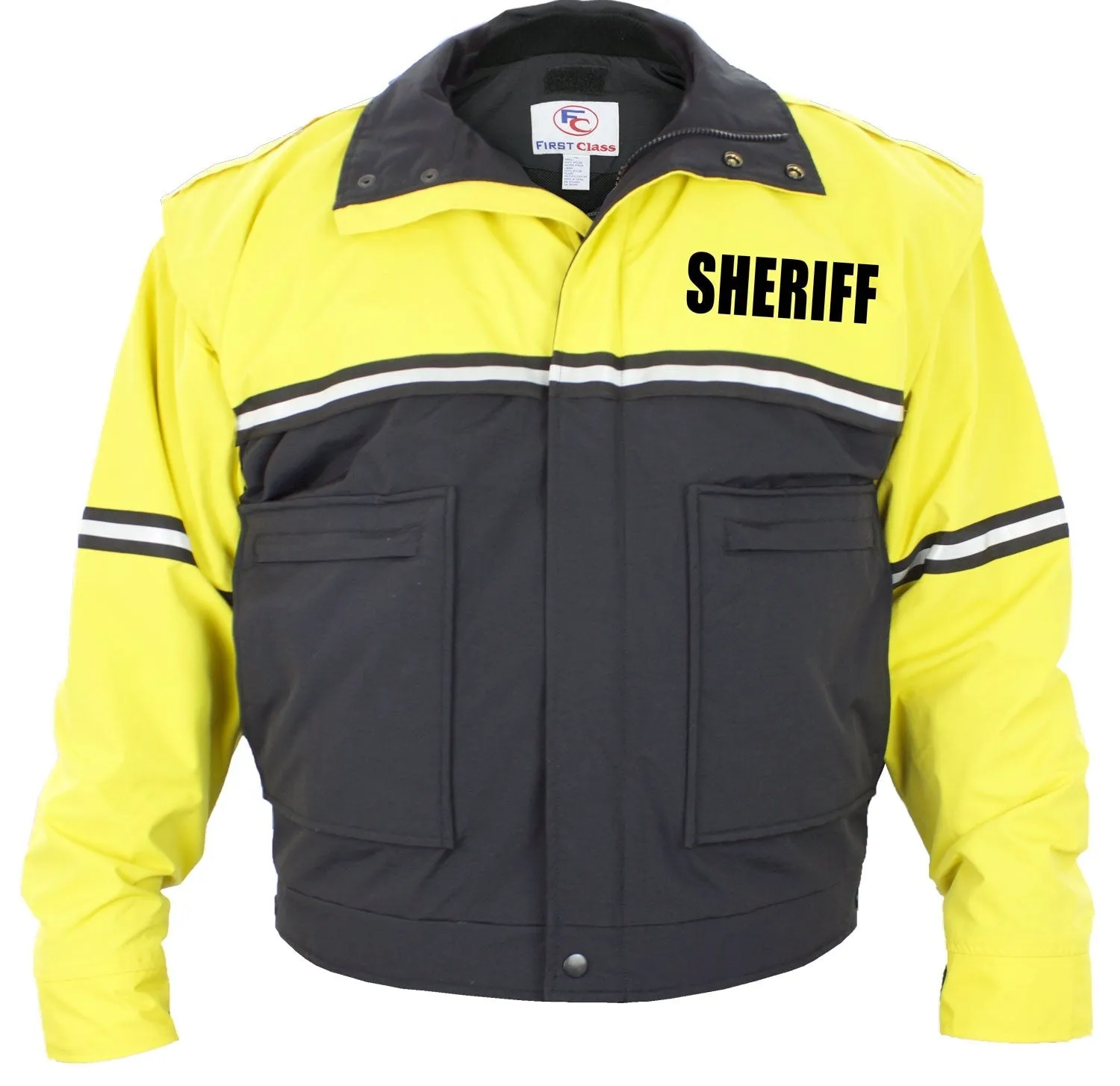 Water Proof Zip-Off Sleeve Bike Patrol Jacket with Removable Liner (Sheriff)