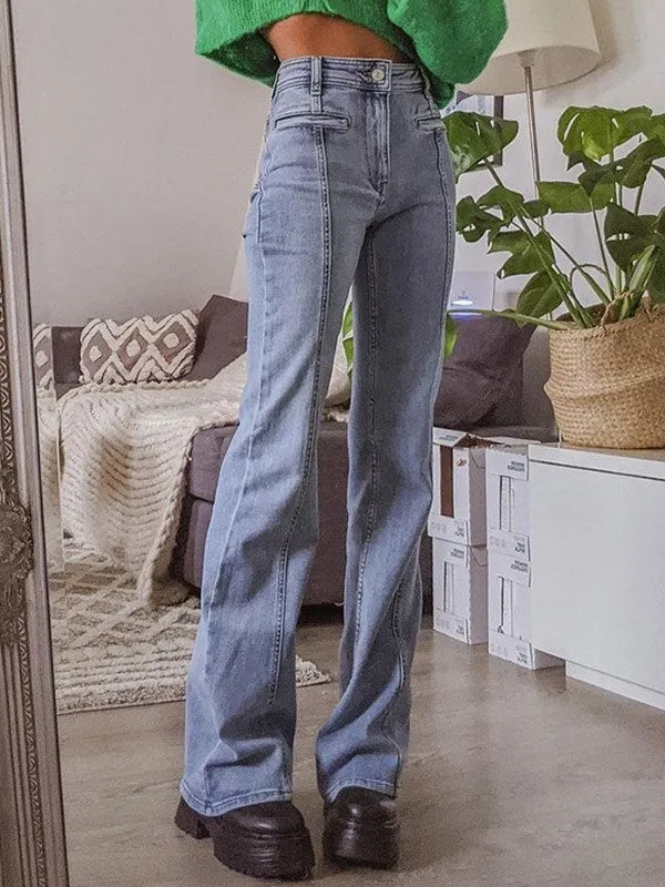 Wenkouban Flared jeans with Back Star patch