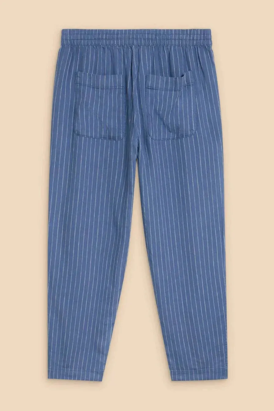 White Stuff Elle Linen Blend Trousers in Blue Multi