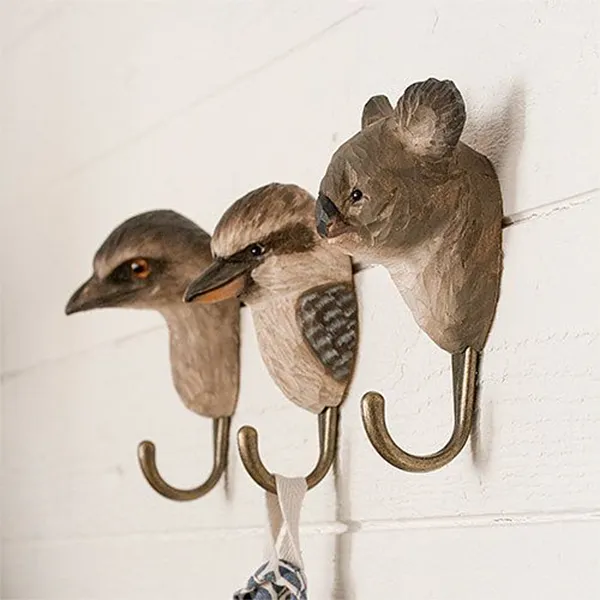 Wildlife Garden - Hand Carved Hook - Kookaburra