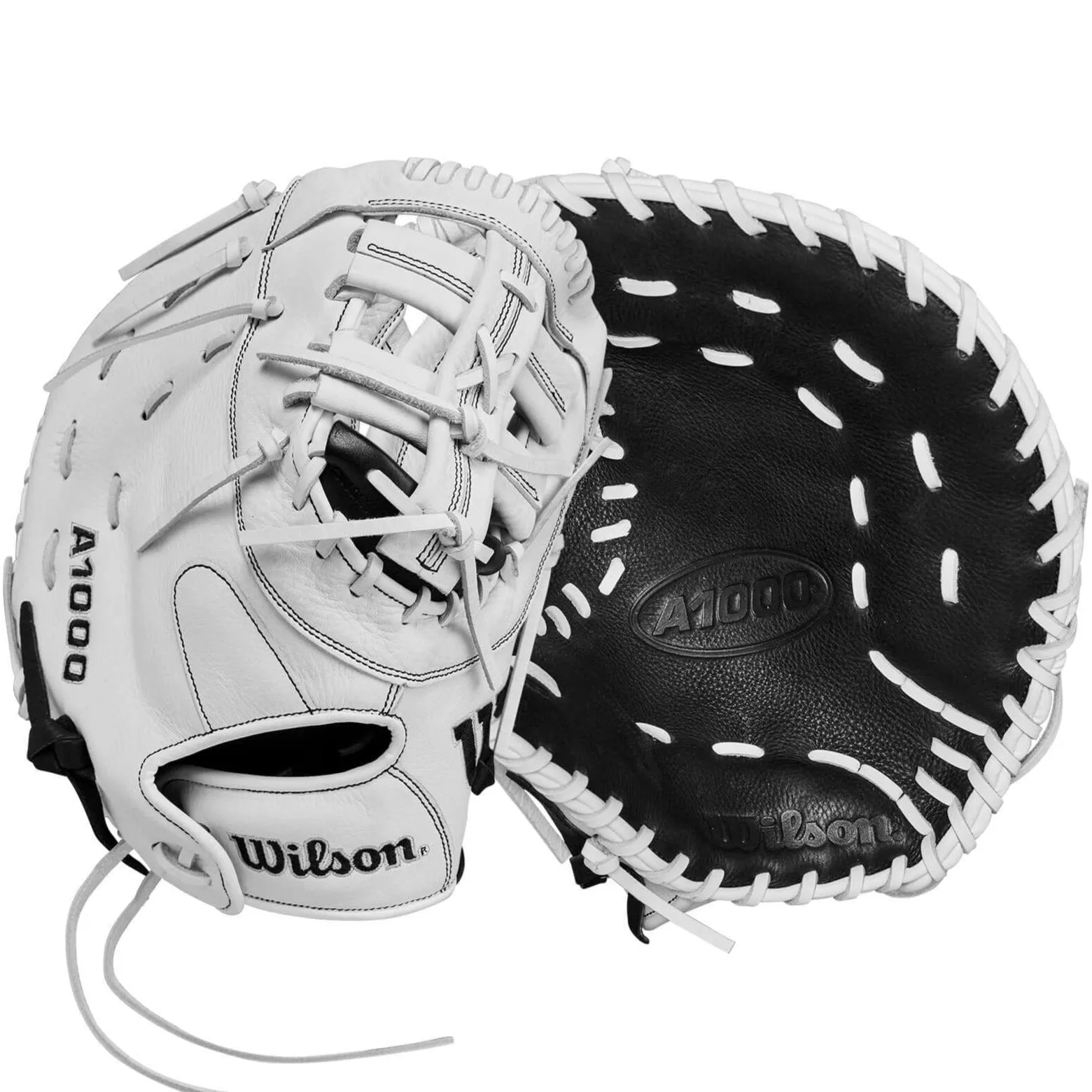 Wilson 2024 A1000 1620 Fastpitch Softball First Base MItt Black/White/Silver 12.5"