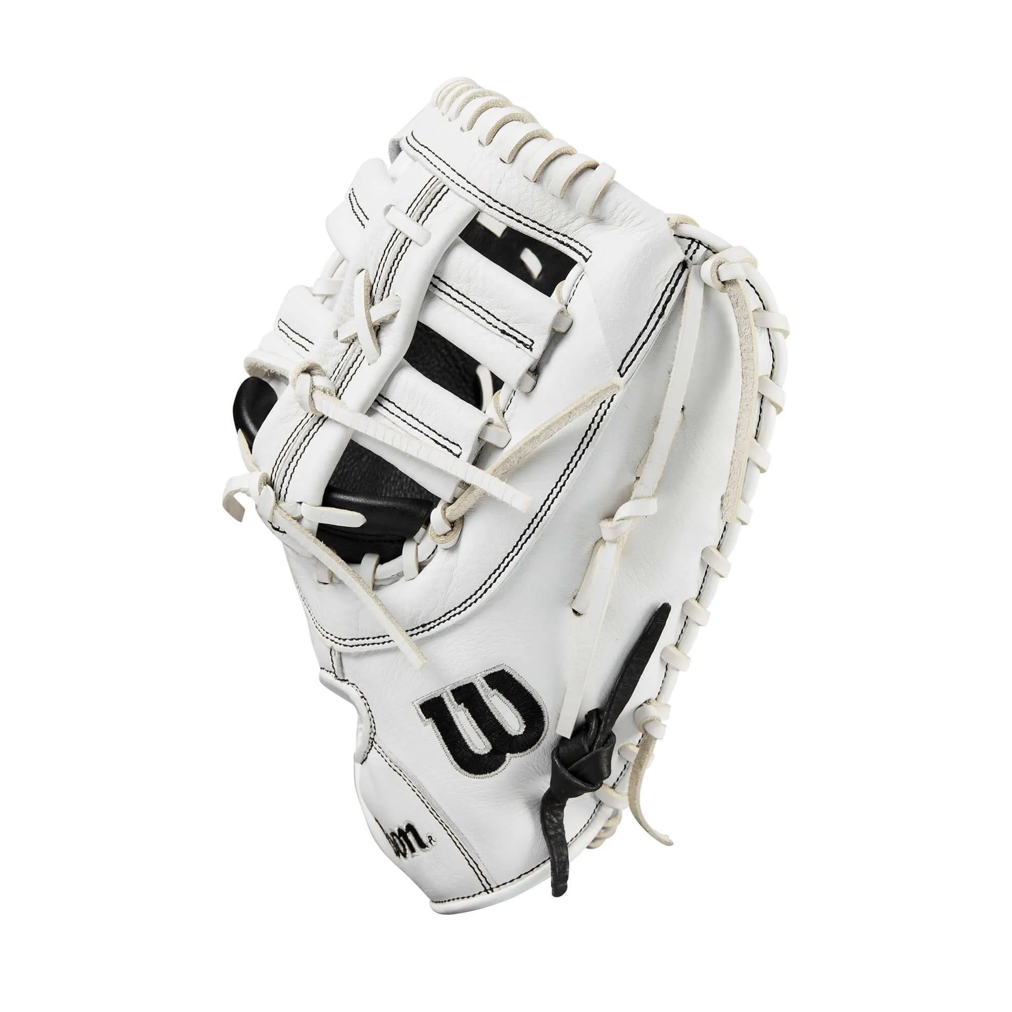 Wilson 2024 A1000 1620 Fastpitch Softball First Base MItt Black/White/Silver 12.5"