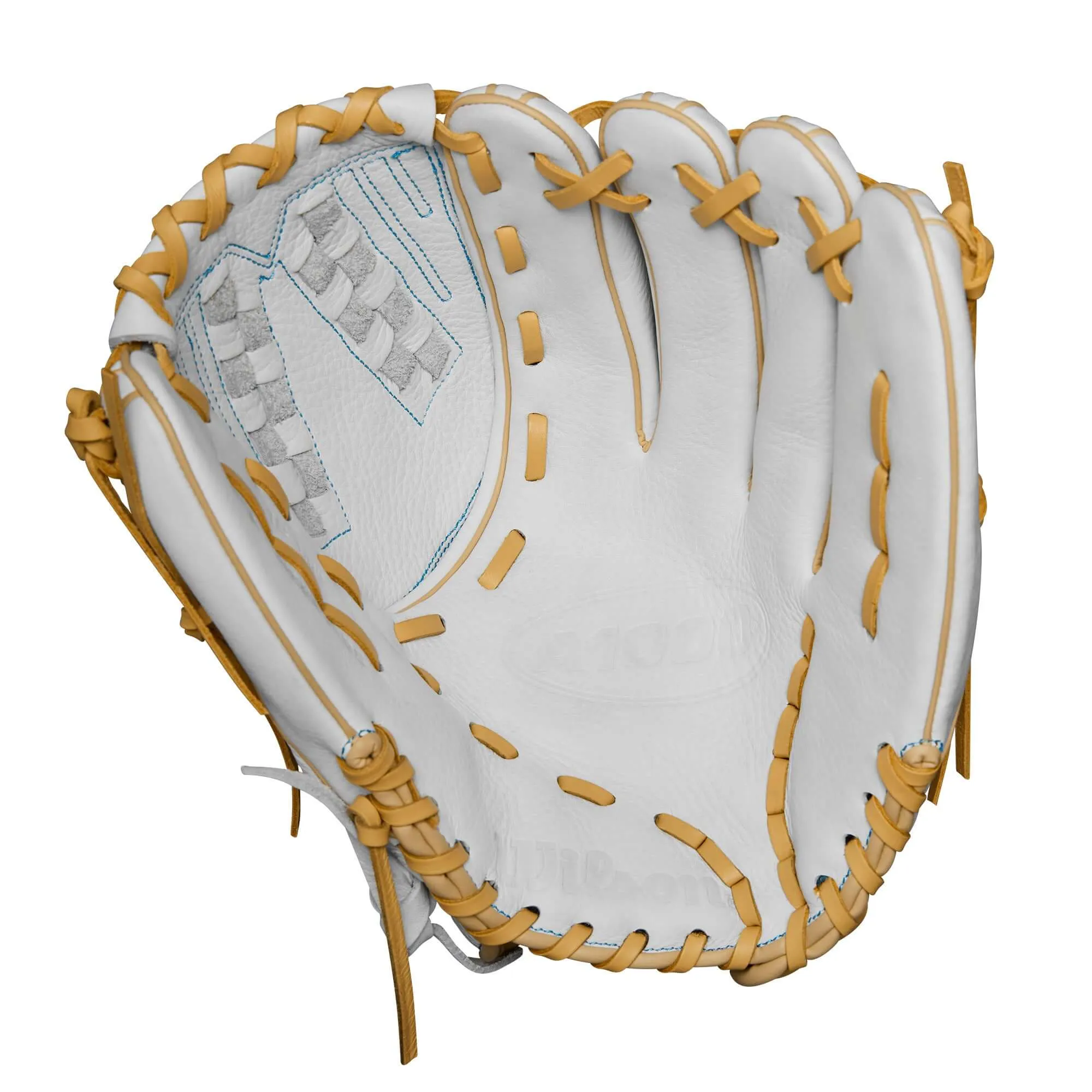 Wilson 2024 A1000 V125 Fastpitch Softball Glove White/Blue/Blonde 12.5"