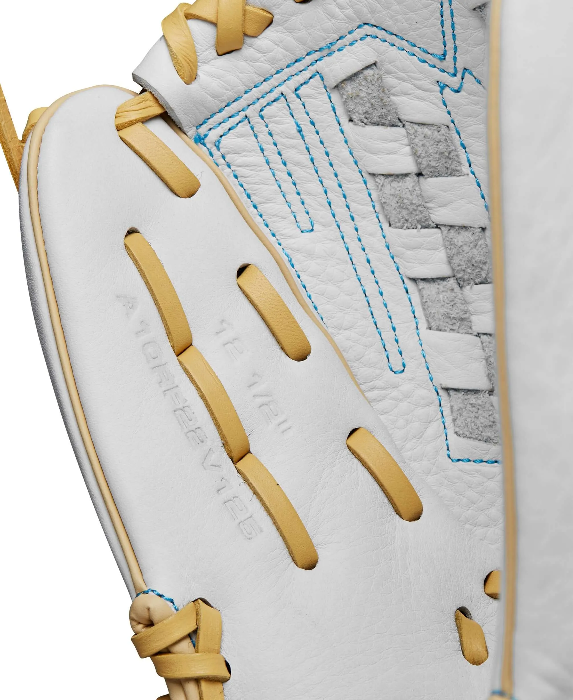 Wilson 2024 A1000 V125 Fastpitch Softball Glove White/Blue/Blonde 12.5"