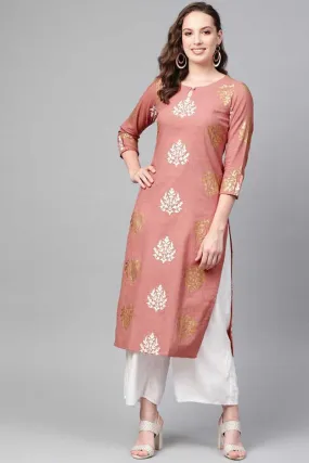 Women Pink Color Printed Daily Wear Kurti