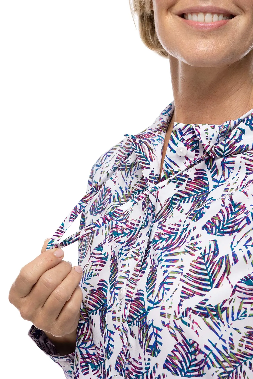 Women's Iztapa Beach Shirt  |  Magnolia Pink Beach Leaves