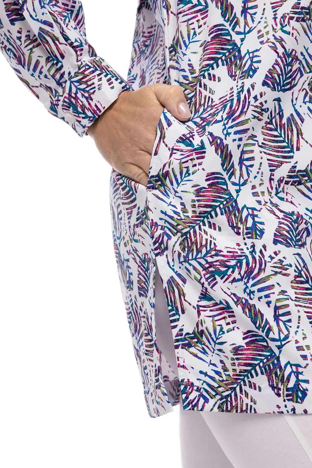 Women's Iztapa Beach Shirt  |  Magnolia Pink Beach Leaves