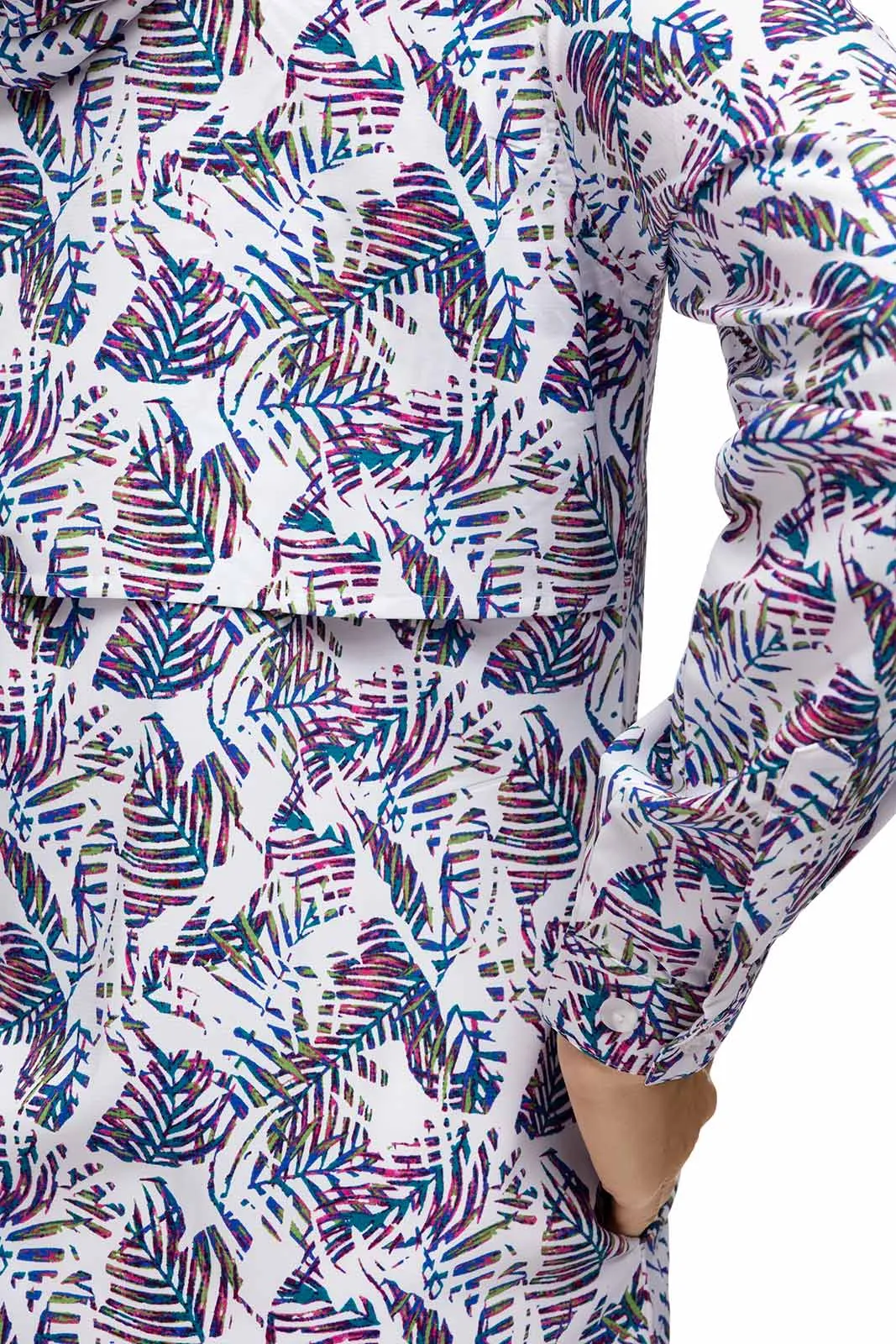 Women's Iztapa Beach Shirt  |  Magnolia Pink Beach Leaves