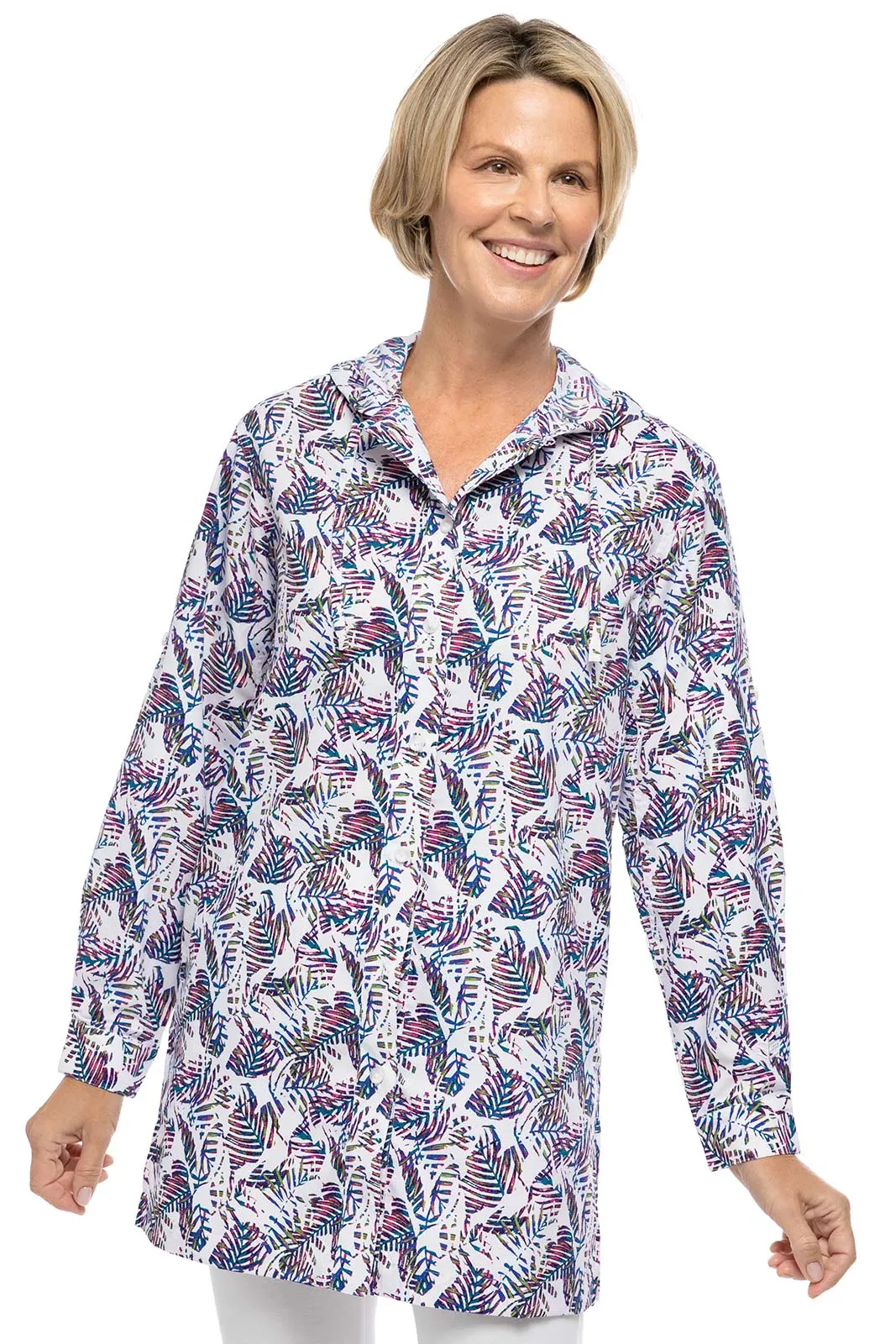 Women's Iztapa Beach Shirt  |  Magnolia Pink Beach Leaves