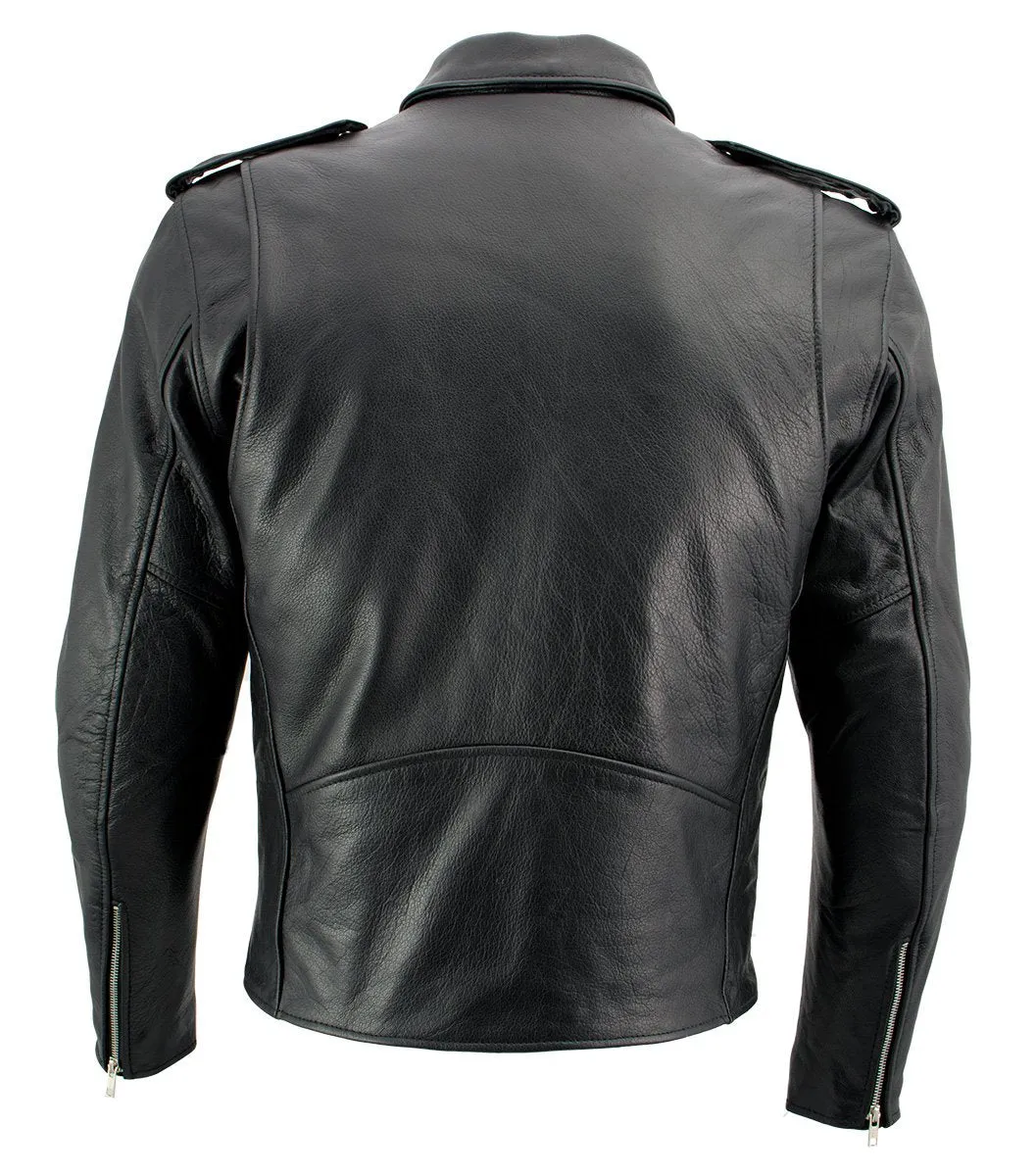 Xelement B7101 Men's 'Classic Armored' Black High-Grade Leather Motorcycle Biker Jacket with X-Armor Protection