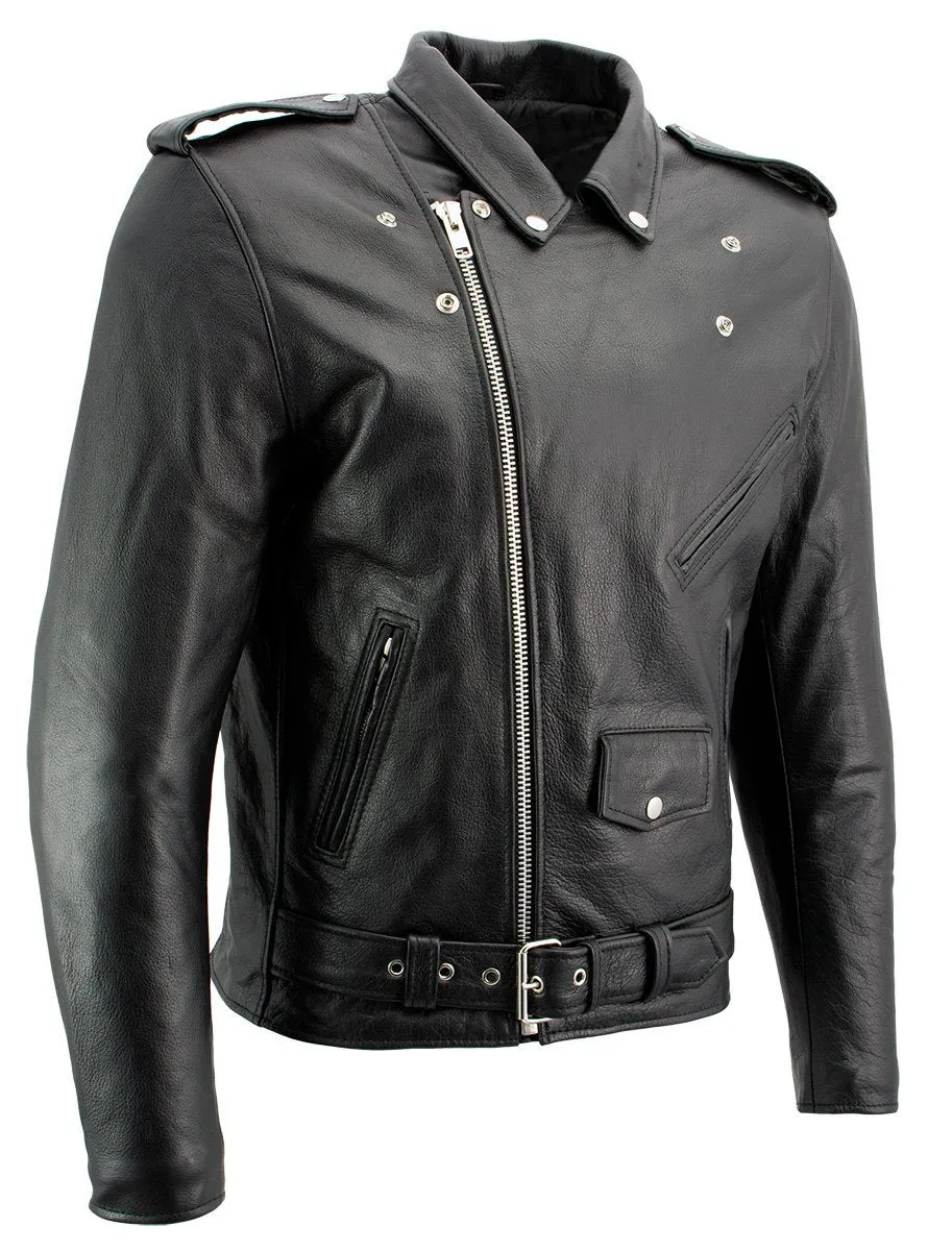 Xelement B7101 Men's 'Classic Armored' Black High-Grade Leather Motorcycle Biker Jacket with X-Armor Protection