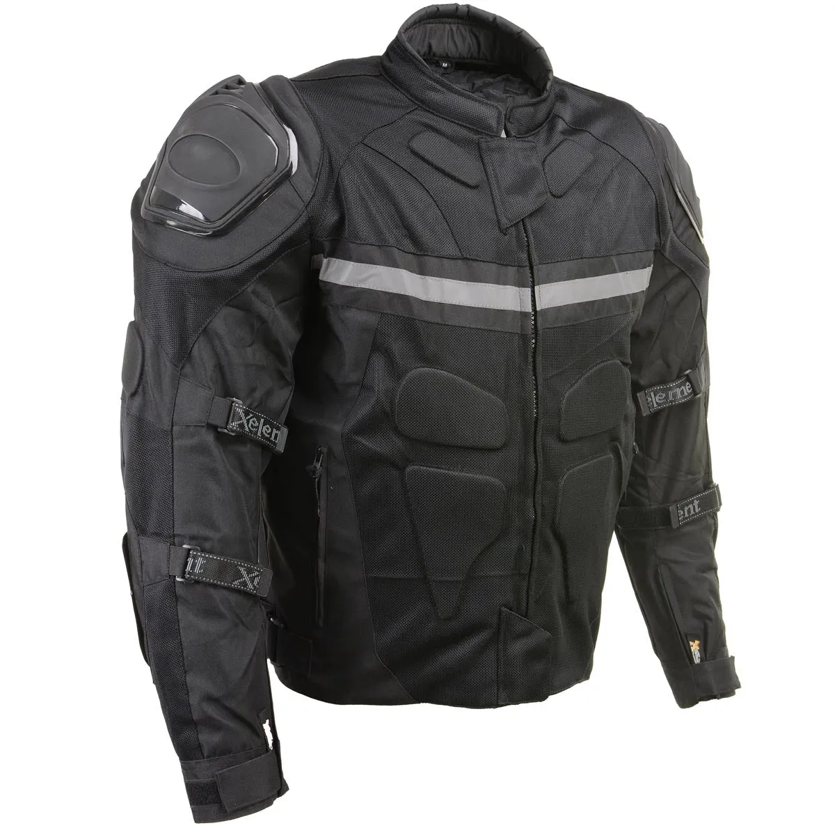 Xelement CF751 Men's Roll Out Black Tri-Tex Motorcycle Protective Riders Jacket w/ CE Armor Protection