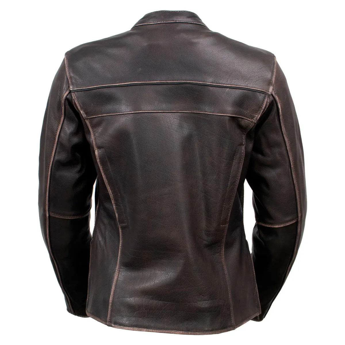 Xelement XS2002 Women's 'Temptress' Distress Brown Leather Armored Motorcycle Biker Jacket