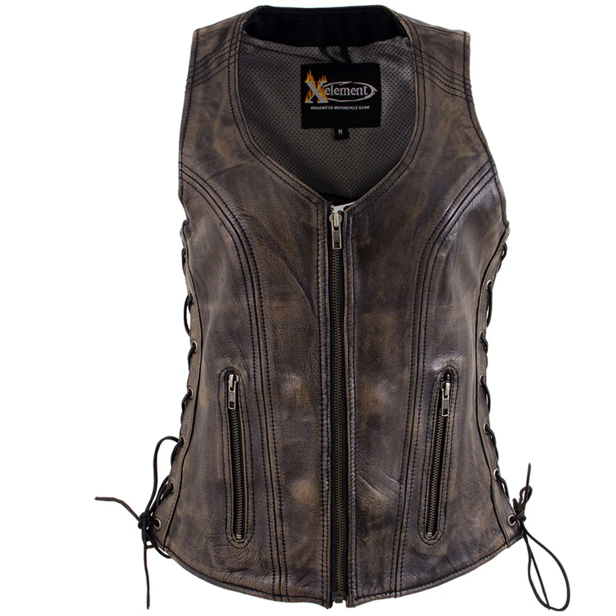 Xelement XS3900 Women's 'Bella' Distressed Brown Leather Motorcycle